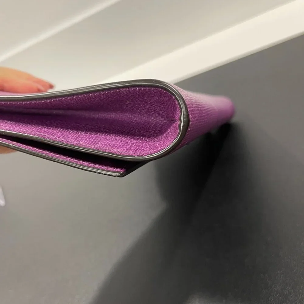 Saint Laurent Textured Calfskin Classic Y Ligne Clutch Purple (JB1424)